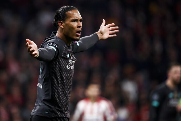 MADRID, SPAIN - FEBRUARY 18: Virgil van Dijk of Liverpool FC during the UEFA Champions League  match between Atletico Madrid v Liverpool at the Estadio Wanda Metropolitano on February 18, 2020 in Madrid Spain (Photo by David S. Bustamante/Soccrates/Getty Images)