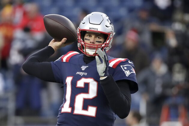 New England Patriots quarterback Tom Brady warms up before an NFL football game against the Kansas City Chiefs, Sunday, Dec. 8, 2019, in Foxborough, Mass. (AP Photo/Elise Amendola)