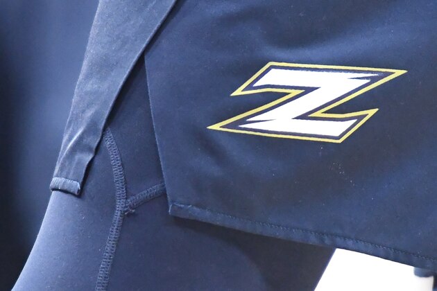 WASHINGTON, DC - DECEMBER 20:  The Akron Zips logo on a pair of shorts during a first round DC Holiday Fest college basketball game against the Tulane Green Wave at the Entertainment & Sports Arena on December 20, 2019 in Washington, DC.  (Photo by Mitchell Layton/Getty Images)