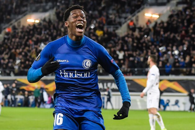 Jonathan David of KAA Gent during the UEFA Europa League round of 32 second leg match between KAA Gent v AS Roma at Ghelamco Arena on February 27, 2020 in Gent, Belgium(Photo by ANP Sport via Getty Images)
