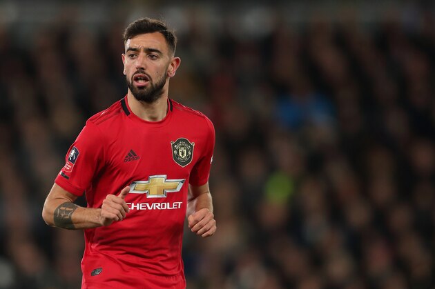 DERBY, ENGLAND - MARCH 05: Bruno Fernandes of Manchester United during the FA Cup Fifth Round match between Derby County and Manchester United at Pride Park on March 5, 2020 in Derby, England. (Photo by James Williamson - AMA/Getty Images) DERBY, ENGLAND - MARCH 05: Bruno Fernandes of Manchester United during the FA Cup Fifth Round match between Derby County and Manchester United at Pride Park on March 5, 2020 in Derby, England. (Photo by James Williamson - AMA/Getty Images)
