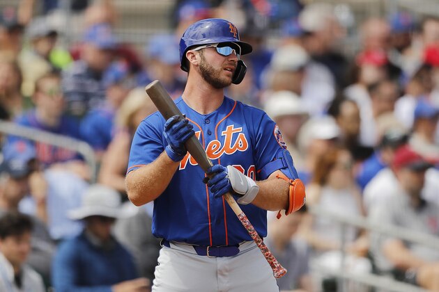 JUPITER, FLORIDA - MARCH 09:  Pete Alonso #20 of the New York Mets in action against the Miami Marlins during a Grapefruit League spring training game at Roger Dean Stadium on March 09, 2020 in Jupiter, Florida. (Photo by Michael Reaves/Getty Images)