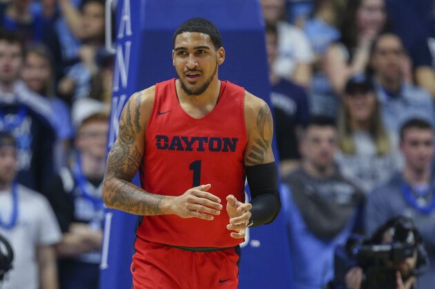 Dayton's Obi Toppin (1) during the first half of an NCAA college basketball game against Rhode Island Wednesday, March 4, 2020, in Kingston, R.I. (AP Photo/Stew Milne)