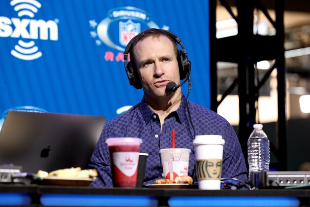 MIAMI, FLORIDA - JANUARY 31: NFL quarterback Drew Brees of the New Orleans Saints speaks onstage during day 3 of SiriusXM at Super Bowl LIV on January 31, 2020 in Miami, Florida. (Photo by Cindy Ord/Getty Images for SiriusXM )