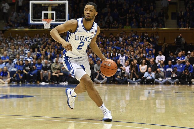 DURHAM, NORTH CAROLINA - MARCH 07: Cassius Stanley #2 of the Duke Blue Devils moves the ball  against the North Carolina Tar Heelsduring the second half of their game at Cameron Indoor Stadium on March 07, 2020 in Durham, North Carolina. Duke won 89-76. (Photo by Grant Halverson/Getty Images)