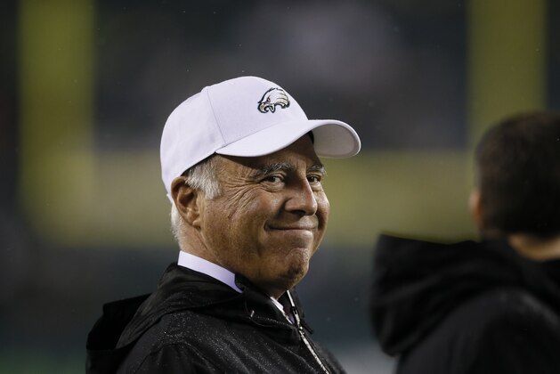Philadelphia Eagles' Jeffrey Lurie is seen during an NFL football game against the New York Giants, Monday, Dec. 9, 2019, in Philadelphia. (AP Photo/Michael Perez)