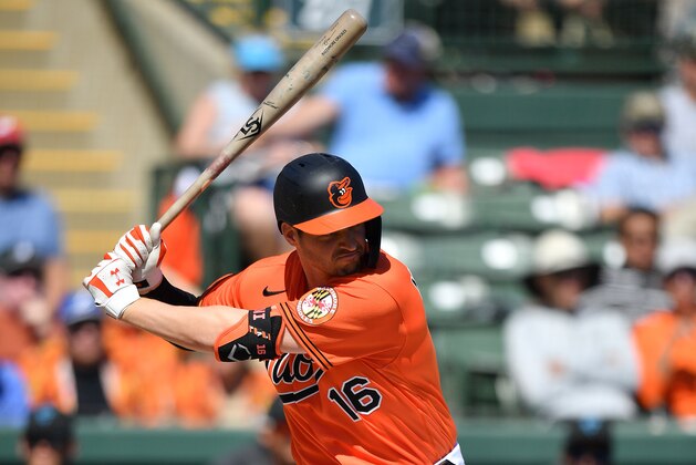 SARASOTA, FLORIDA - FEBRUARY 29: Trey Mancini #16 of the Baltimore Orioles at bat in the third inning during the spring training game against the Miami Marlins at Ed Smith Stadium on February 29, 2020 in Sarasota, Florida. (Photo by Mark Brown/Getty Images)