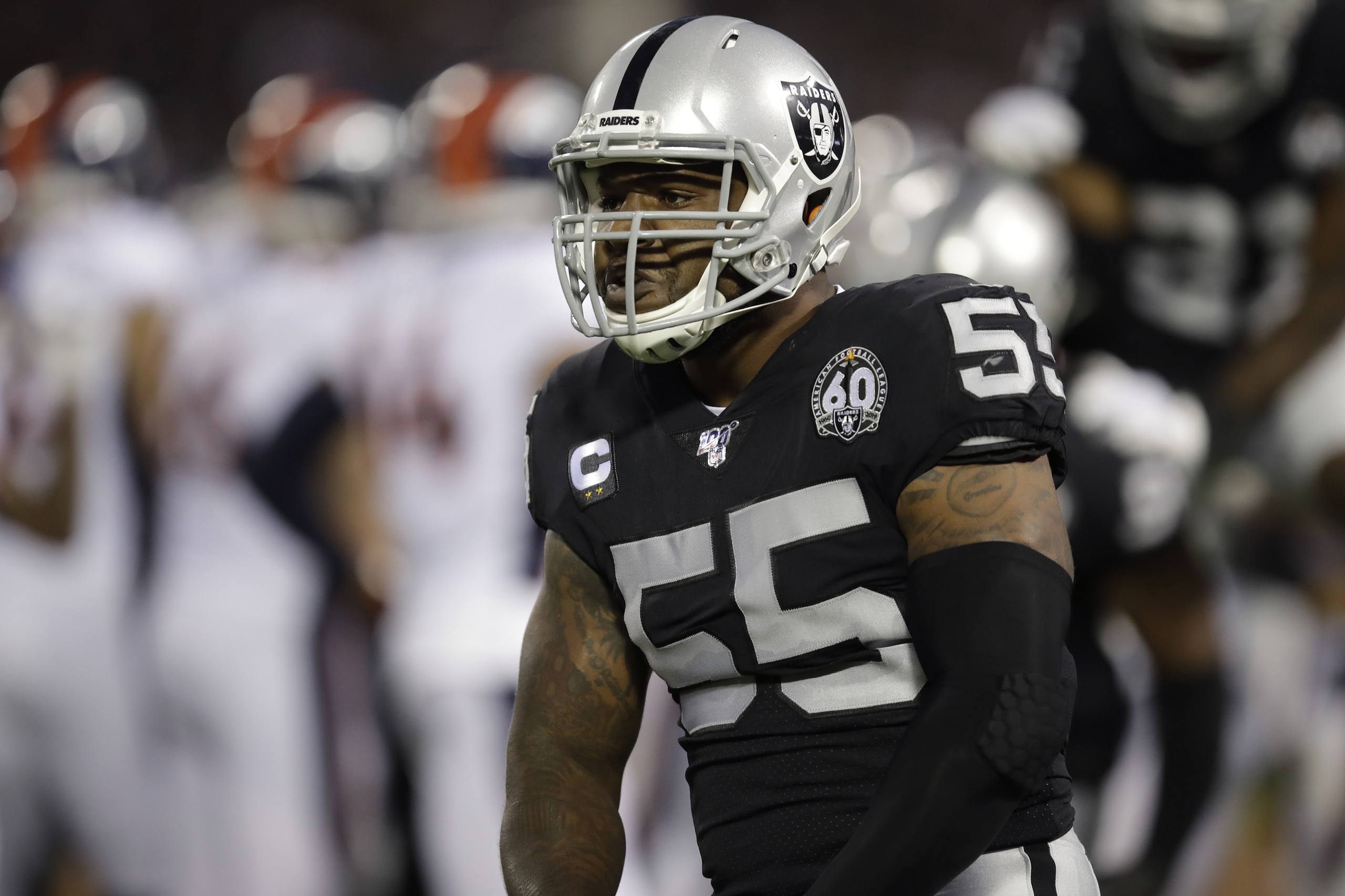 Oakland Raiders outside linebacker Vontaze Burfict during the first half of an NFL football game against the Denver Broncos Monday, Sept. 9, 2019, in Oakland, Calif. (AP Photo/Ben Margot)