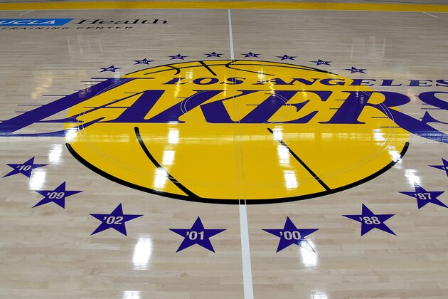 LOS ANGELES, CA - MAY 29: View of the Los Angeles Lakers logo on the floor of the UCLA Health Training Center, their training faculity, on May 29, 2018 in Los Angeles, California. NOTE TO USER: User expressly acknowledges and agrees that, by downloading and or using this photograph, User is consenting to the terms and conditions of the Getty Images License Agreement. (Photo by Jayne Kamin-Oncea/Getty Images) LOS ANGELES, CA - MAY 29: View of the Los Angeles Lakers logo on the floor of the UCLA Health Training Center, their training faculity, on May 29, 2018 in Los Angeles, California. NOTE TO USER: User expressly acknowledges and agrees that, by downloading and or using this photograph, User is consenting to the terms and conditions of the Getty Images License Agreement. (Photo by Jayne Kamin-Oncea/Getty Images)