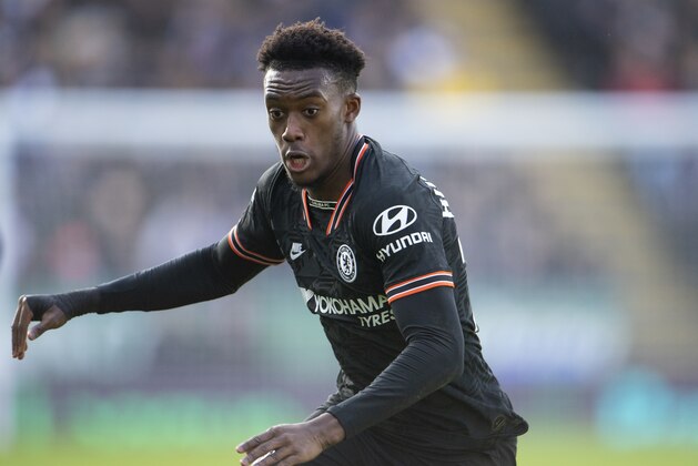 LEICESTER, ENGLAND - FEBRUARY 01: Callum Hudson-Odoi of Chelsea during the Premier League match between Leicester City and Chelsea FC at The King Power Stadium on February 01, 2020 in Leicester, United Kingdom. (Photo by Visionhaus)