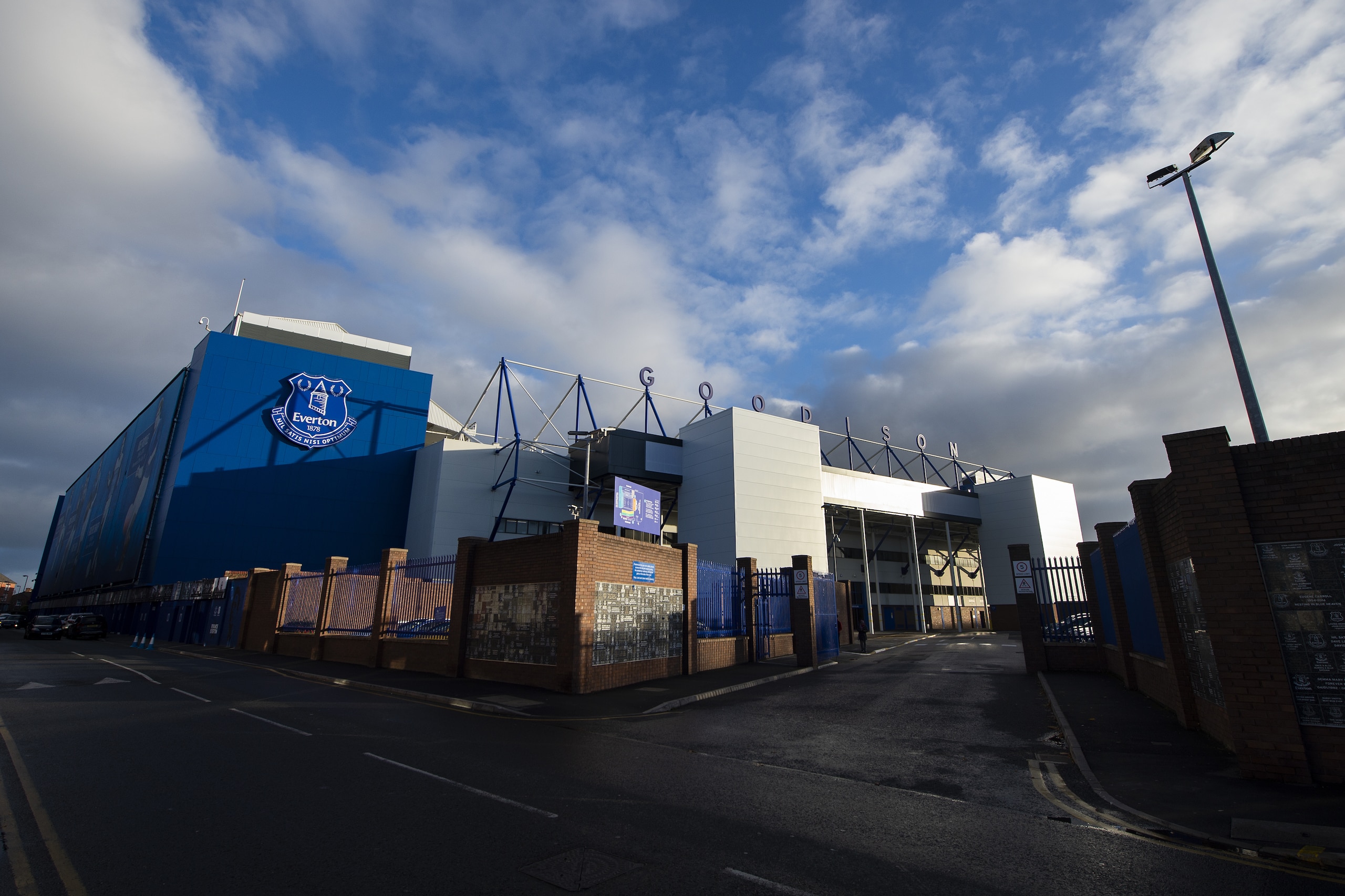 LIVERPOOL, ENGLAND - NOVEMBER 13: A general view from Goodison Road outside Goodison Park, home of Everton FC on November 13, 2018 in Liverpool, United Kingdom. (Photo by Visionhaus/Getty Images)