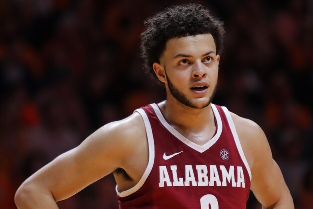 KNOXVILLE, TN - JANUARY 19: Alex Reese #3 of the Alabama Crimson Tide stands with hands on his hips during the second half of the game between the Alabama Crimson Tide and the Tennessee Volunteers at Thompson-Boling Arena on January 19, 2019 in Knoxville, Tennessee. Tennessee won the game 71-68. (Photo by Donald Page/Getty Images)