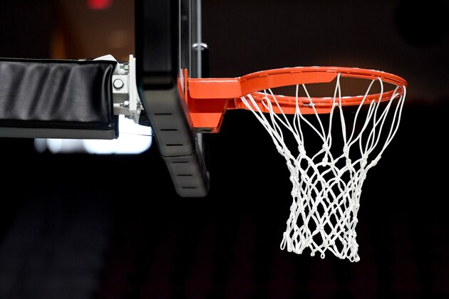 LAS VEGAS, NEVADA - MARCH 09:  A basketball hoop and net are shown before a semifinal game of the West Coast Conference basketball tournament between the San Francisco Dons and the Gonzaga Bulldogs at the Orleans Arena on March 9, 2020 in Las Vegas, Nevada.  (Photo by Ethan Miller/Getty Images)
