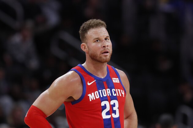 Detroit Pistons forward Blake Griffin is seen during the second half of an NBA basketball game, Friday, Nov. 29, 2019, in Detroit. (AP Photo/Carlos Osorio)