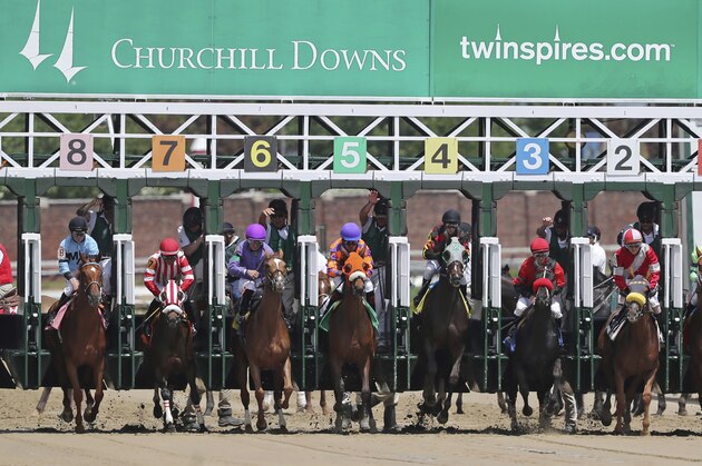 Horses break from the gate at Churchill Downs Thursday, May 2, 2019, in Louisville, Ky. The 145th running of the Kentucky Derby is scheduled for Saturday, May 4. (AP Photo/Gregory Payan) Horses break from the gate at Churchill Downs Thursday, May 2, 2019, in Louisville, Ky. The 145th running of the Kentucky Derby is scheduled for Saturday, May 4. (AP Photo/Gregory Payan)