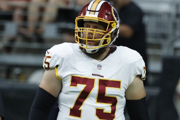 Washington Redskins offensive guard Brandon Scherff (75) during an NFL football game against the Arizona Cardinals, Sunday, Sept. 9, 2018, in Glendale, Ariz. (AP Photo/Rick Scuteri)