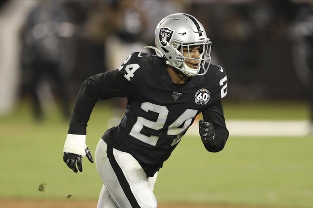 Oakland Raiders defensive back Johnathan Abram (24) rushes to cover an open receiver during an NFL football game, Monday, Sept. 9, 2019, in Oakland, Calif. (AP Photo/Peter Joneleit)