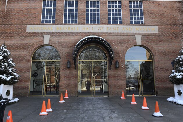 Exterior view of the main entrance to the National Baseball Hall of Fame and Museum Friday, Feb.1, 2019, in Cooperstown, N.Y. (AP Photo/Hans Pennink)