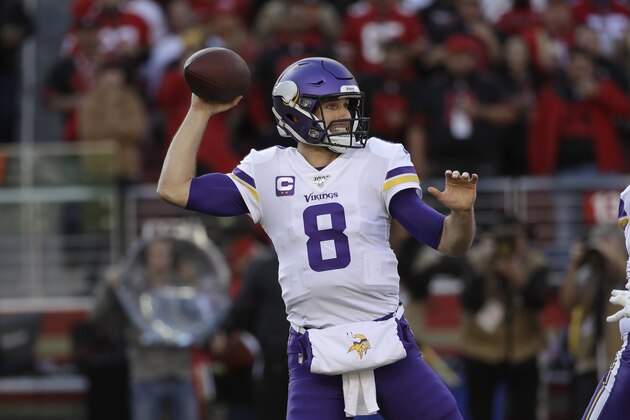 Minnesota Vikings quarterback Kirk Cousins (8) passes against the San Francisco 49ers during the first half of an NFL divisional playoff football game, Saturday, Jan. 11, 2020, in Santa Clara, Calif. (AP Photo/Marcio Jose Sanchez) Minnesota Vikings quarterback Kirk Cousins (8) passes against the San Francisco 49ers during the first half of an NFL divisional playoff football game, Saturday, Jan. 11, 2020, in Santa Clara, Calif. (AP Photo/Marcio Jose Sanchez)