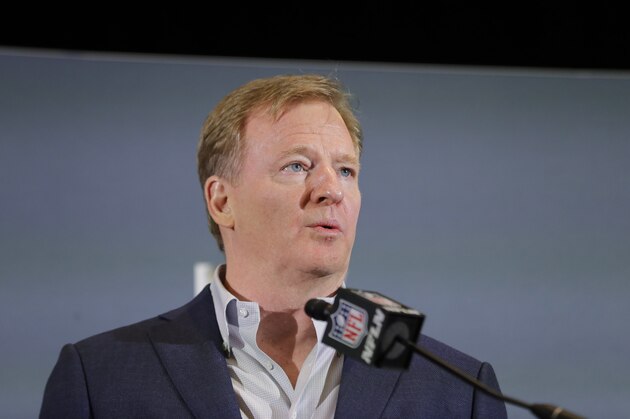 NFL Commissioner Roger Goodell speaks during a news conference, Monday, Feb. 3, 2020, in Miami, the day after the Kansas City Chiefs defeated the San Francisco 49ers in Super Bowl 54. (AP Photo/Brynn Anderson)