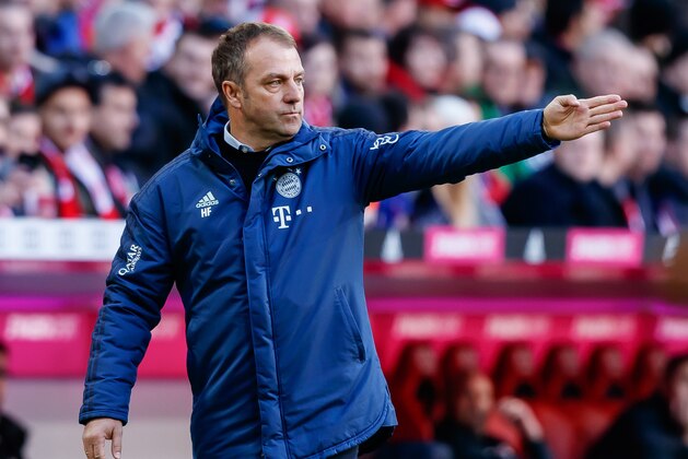 MUNICH, GERMANY - MARCH 08: (BILD ZEITUNG OUT) head coach Hansi Flick of Bayern Muenchen gestures during the Bundesliga match between FC Bayern Muenchen and FC Augsburg at Allianz Arena on March 8, 2020 in Munich, Germany. (Photo by Roland Krivec/DeFodi Images via Getty Images)