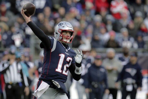 New England Patriots quarterback Tom Brady passes against the Miami Dolphins in the second half of an NFL football game, Sunday, Dec. 29, 2019, in Foxborough, Mass. (AP Photo/Charles Krupa)