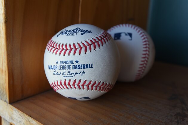 LAKELAND, FL - MARCH 01:  A detailed view of a pair of official Rawlings Major League Baseball baseballs with the imprinted signature of  Robert D. Manfred Jr., the Commissioner of Major League Baseball, sitting in the dugout prior to the Spring Training game between the New York Yankees and the Detroit Tigers at Publix Field at Joker Marchant Stadium on March 1, 2020 in Lakeland, Florida. The Tigers defeated the Yankees 10-4.  (Photo by Mark Cunningham/MLB Photos via Getty Images)