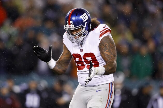 New York Giants defensive end Leonard Williams in action during an NFL football game against the Philadelphia Eagles Monday, Dec. 9, 2019, in Philadelphia. (AP Photo/Matt Rourke)