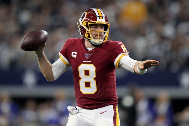 ARLINGTON, TEXAS - DECEMBER 29: Case Keenum #8 of the Washington Redskins scrambles in the second quarter against the Dallas Cowboys in the game at AT&T Stadium on December 29, 2019 in Arlington, Texas. (Photo by Tom Pennington/Getty Images)