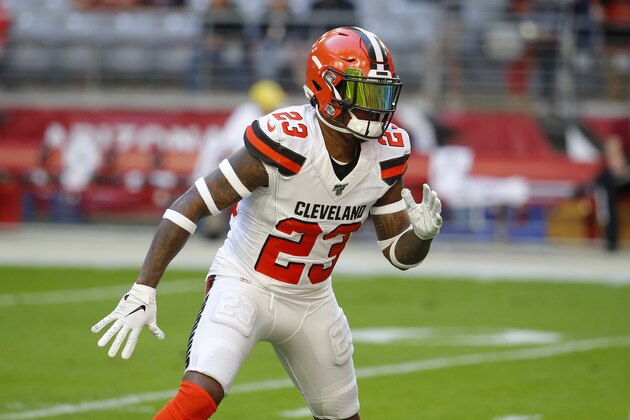 Cleveland Browns free safety Damarious Randall (23) during an NFL football game against the Arizona Cardinals, Sunday, Dec. 15, 2019, in Glendale, Ariz. (AP Photo/Rick Scuteri)
