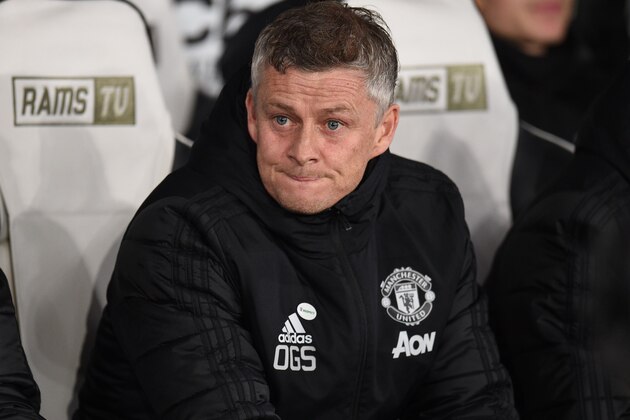 Manchester United's Norwegian manager Ole Gunnar Solskjaer looks on prior to the English FA Cup fifth round football match between Derby County and Manchester United at Pride Park Stadium in Derby, central England on March 5, 2020. (Photo by Oli SCARFF / AFP) / RESTRICTED TO EDITORIAL USE. No use with unauthorized audio, video, data, fixture lists, club/league logos or 'live' services. Online in-match use limited to 120 images. An additional 40 images may be used in extra time. No video emulation. Social media in-match use limited to 120 images. An additional 40 images may be used in extra time. No use in betting publications, games or single club/league/player publications. /  (Photo by OLI SCARFF/AFP via Getty Images)
