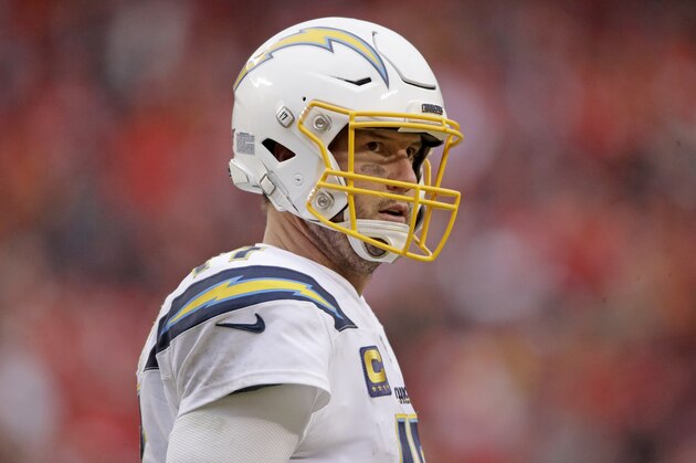 Los Angeles Chargers quarterback Philip Rivers (17) during the second half of an NFL football game against the Kansas City Chiefs in Kansas City, Mo., Sunday, Dec. 29, 2019. (AP Photo/Charlie Riedel) Los Angeles Chargers quarterback Philip Rivers (17) during the second half of an NFL football game against the Kansas City Chiefs in Kansas City, Mo., Sunday, Dec. 29, 2019. (AP Photo/Charlie Riedel)
