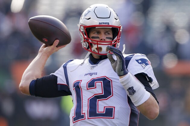 New England Patriots quarterback Tom Brady practices before an NFL football game against the Cincinnati Bengals, Sunday, Dec. 15, 2019, in Cincinnati. (AP Photo/Gary Landers)