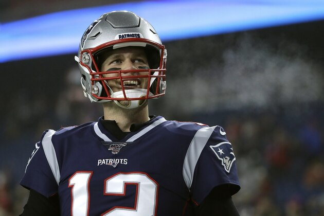 New England Patriots quarterback Tom Brady warms up before an NFL wild-card playoff football game against the Tennessee Titans, Saturday, Jan. 4, 2020, in Foxborough, Mass. (AP Photo/Elise Amendola)