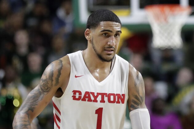 Dayton's Obi Toppin (1) is seen during the second half of an NCAA college basketball game against George Mason, Tuesday, Feb. 25, 2020, in Fairfax, Va. Dayton won 62-55. (AP Photo/Luis M. Alvarez)