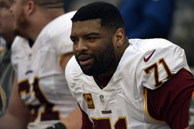 Trent Williams #71 of the Washington Redskins on the sidelines during the second quarter at Soldier Field on December 24, 2016 in Chicago, Illinois. (Photo by David Banks/Getty Images) Trent Williams #71 of the Washington Redskins on the sidelines during the second quarter at Soldier Field on December 24, 2016 in Chicago, Illinois. (Photo by David Banks/Getty Images)