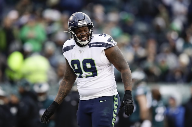 Seattle Seahawks defensive tackle Quinton Jefferson in action during an NFL football game against the Philadelphia Eagles, Sunday, Nov. 24, 2019, in Philadelphia. (AP Photo/Matt Rourke)