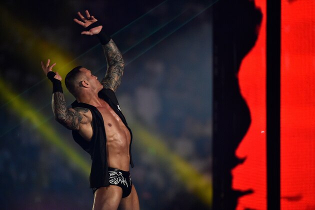 Randy Orton makes his way to the rign during the WWE World Cup Quarterfinal match as part of as part of the World Wrestling Entertainment (WWE) Crown Jewel pay-per-view at the King Saud University Stadium in Riyadh on November 2, 2018. (Photo by Fayez Nureldine / AFP)        (Photo credit should read FAYEZ NURELDINE/AFP via Getty Images)