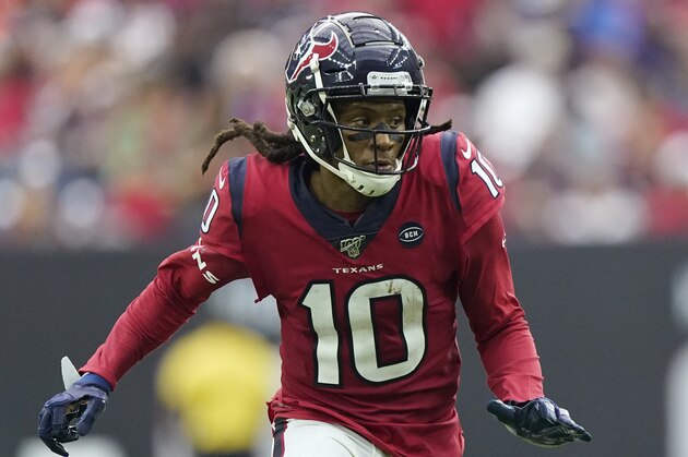 Houston Texans wide receiver DeAndre Hopkins (10) during the first half of an NFL football game against the Denver Broncos Sunday, Dec. 8, 2019, in Houston. (AP Photo/David J. Phillip)