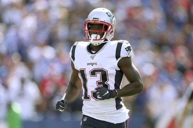 New England Patriots wide receiver Phillip Dorsett runs up the field in the first half of an NFL football game against the Buffalo Bills, Sunday, Sept. 29, 2019, in Orchard Park, N.Y. (AP Photo/Ron Schwane)