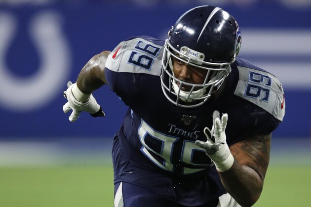 Tennessee Titans defensive end Jurrell Casey (99) rushes in against the Indianapolis Colts during an NFL football game in Indianapolis, Sunday, Dec. 1, 2019. The Titans won the game 31-17. (Jeff Haynes/AP Images for Panini) Tennessee Titans defensive end Jurrell Casey (99) rushes in against the Indianapolis Colts during an NFL football game in Indianapolis, Sunday, Dec. 1, 2019. The Titans won the game 31-17. (Jeff Haynes/AP Images for Panini)