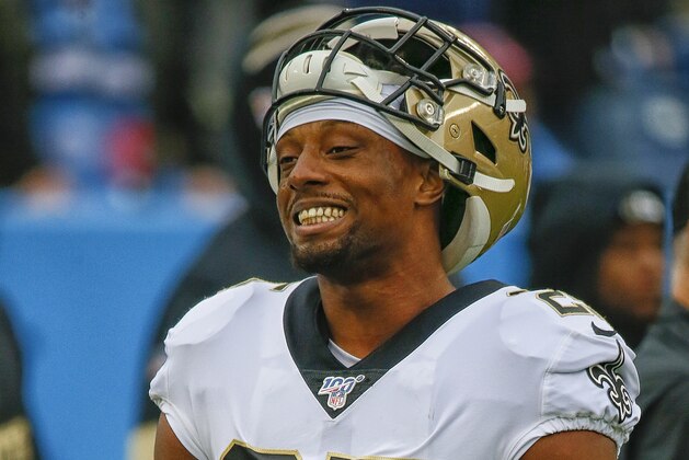 NASHVILLE, TENNESSEE - DECEMBER 22:  Eli Apple #25 of the New Orleans Saints watches from the sideline during a game against the Tennessee Titans at Nissan Stadium on December 22, 2019 in Nashville, Tennessee. (Photo by Frederick Breedon/Getty Images)