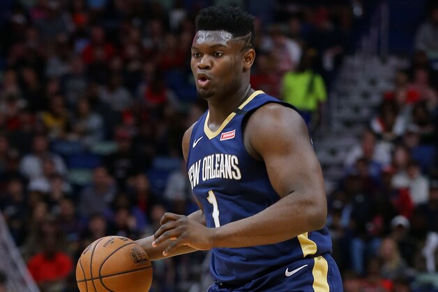 NEW ORLEANS, LOUISIANA - MARCH 06: Zion Williamson #1 of the New Orleans Pelicans drives with the ball against the Miami Heat during a game at the Smoothie King Center on March 06, 2020 in New Orleans, Louisiana. NOTE TO USER: User expressly acknowledges and agrees that, by downloading and or using this Photograph, user is consenting to the terms and conditions of the Getty Images License Agreement. (Photo by Jonathan Bachman/Getty Images)