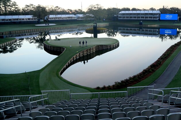 PONTE VEDRA BEACH, FLORIDA - MARCH 13: A general view of the 17th green is seen after the cancellation of the The PLAYERS Championship and consecutive PGA Tour events through April 5th,2020 due to the COVID-19 pandemic on March 13, 2020 in Ponte Vedra Beach, Florida. (Photo by Sam Greenwood/Getty Images)