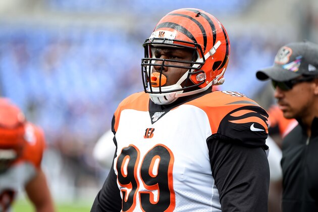 BALTIMORE, MD - OCTOBER 13: Andrew Billings #99 of the Cincinnati Bengals looks on during the first half against the Baltimore Ravens at M&T Bank Stadium on October 13, 2019 in Baltimore, Maryland. (Photo by Will Newton/Getty Images)