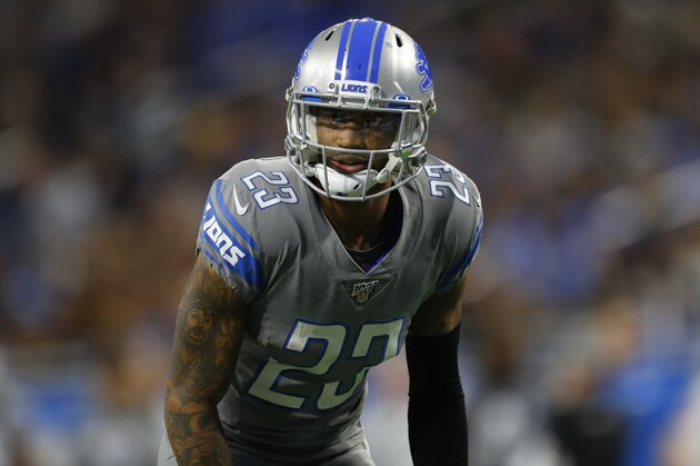Detroit Lions cornerback Darius Slay plays against the Chicago Bears during an NFL football game in Detroit, Thursday, Nov. 28, 2019. (AP Photo/Paul Sancya)