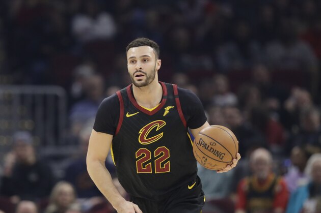 Cleveland Cavaliers' Larry Nance Jr. drives against the Atlanta Hawks in the first half of an NBA basketball game, Wednesday, Feb. 12, 2020, in Cleveland. (AP Photo/Tony Dejak)