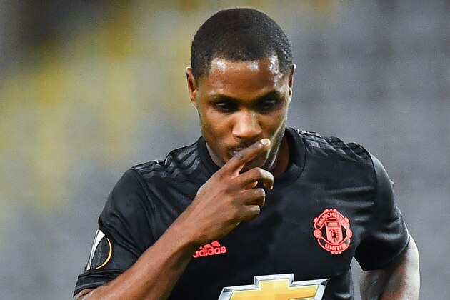 Manchester United's Nigerian striker Odion Ighalo celebrates scoring the opening goal  during during the UEFA Europa League last 16, first leg football match Linzer ASK (LASK) v Manchester United in Linz, Austria, on March 12, 2020. - The match is being held behind closed doors due to the new coronavirus COVID-19. (Photo by JOE KLAMAR / AFP) (Photo by JOE KLAMAR/AFP via Getty Images)