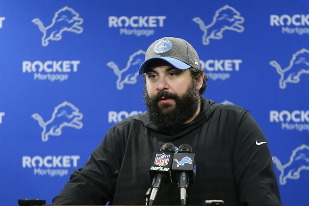 Detroit Lions head coach Matt Patricia addresses the media after an NFL football game against the Green Bay Packers, Sunday, Dec. 29, 2019, in Detroit. (AP Photo/Duane Burleson)