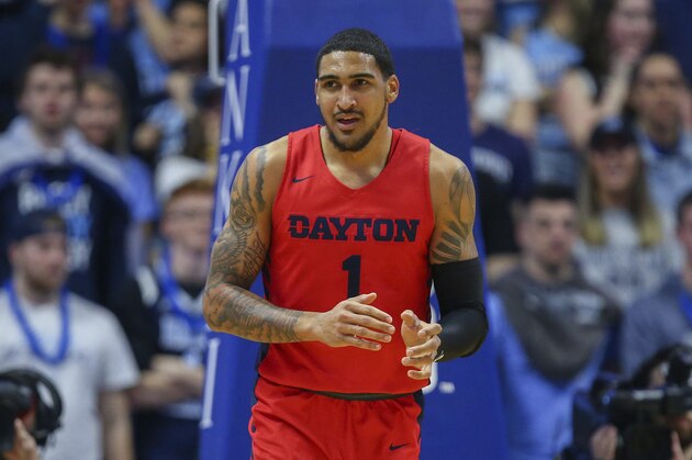 Dayton's Obi Toppin (1) during the first half of an NCAA college basketball game against Rhode Island Wednesday, March 4, 2020, in Kingston, R.I. (AP Photo/Stew Milne)